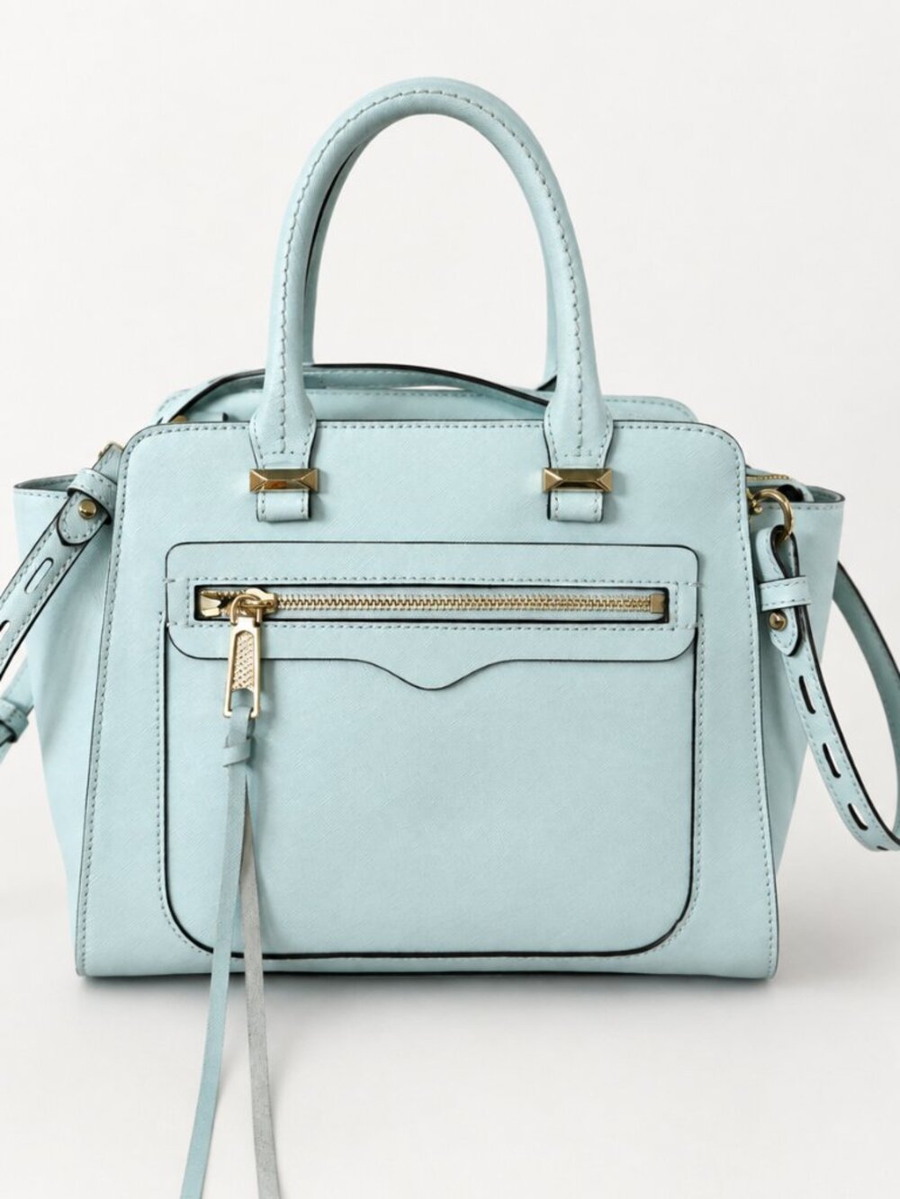 Rebecca Minkoff Avery Leather Tote Crossbody in Light Aqua